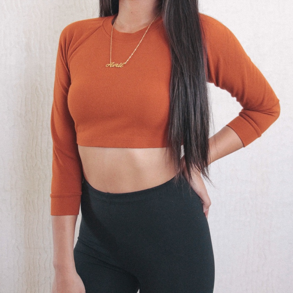 American Apparel Ponte Burnt Orange Raglan Top